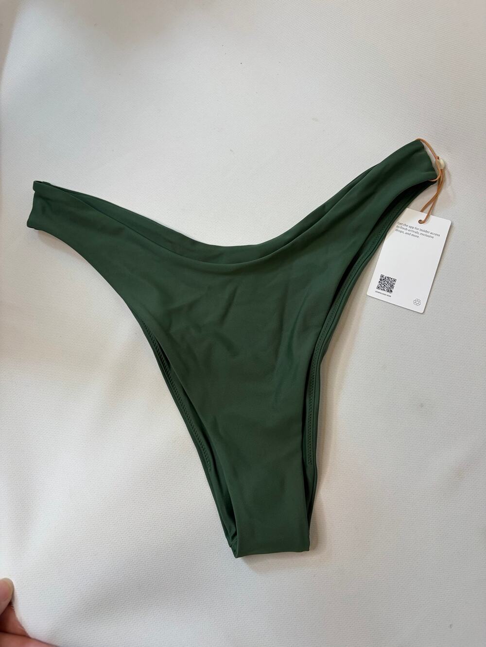 Quince Italian High Leg Bikini Bottom Palm Green Size Medium NEW NWT